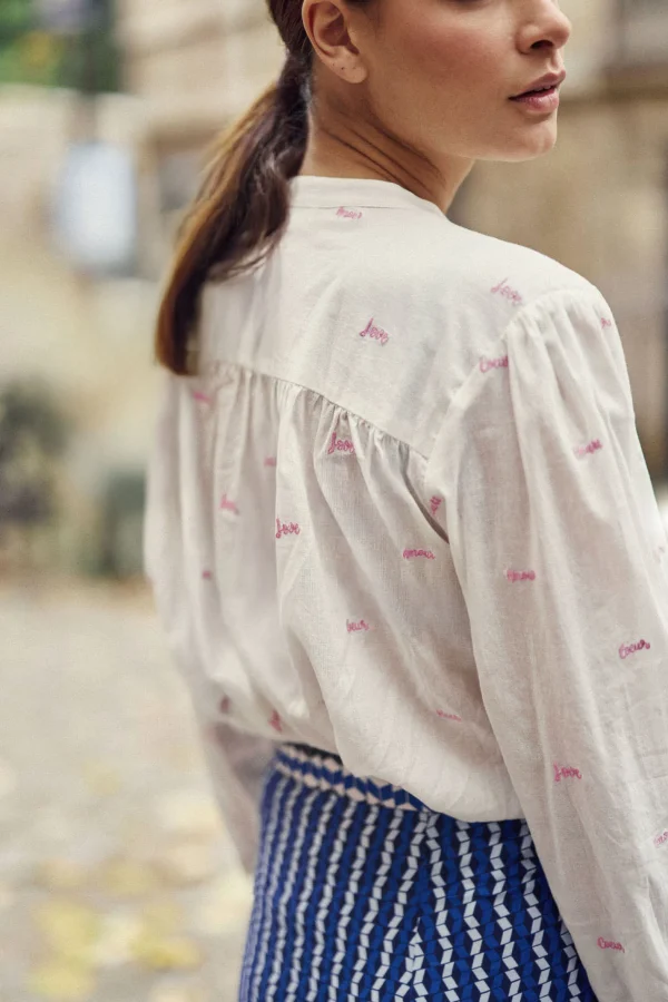 Discount Blouse ample Bolia - Ecru/Rose Blouses & Chemisiers