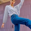 Clearance Blouse Caisy - 20-ecru/Bleu Blouses & Chemisiers