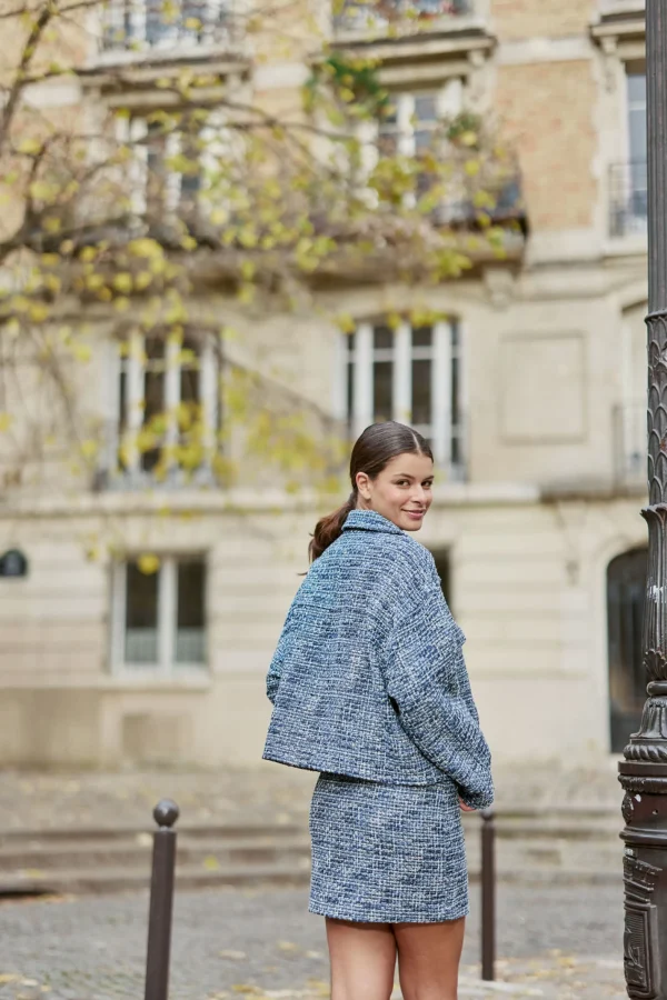 New Blouson en tweed Vane - Bleu Vestes | Manteaux