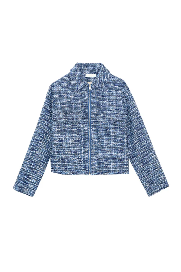 New Blouson en tweed Vane - Bleu Vestes | Manteaux