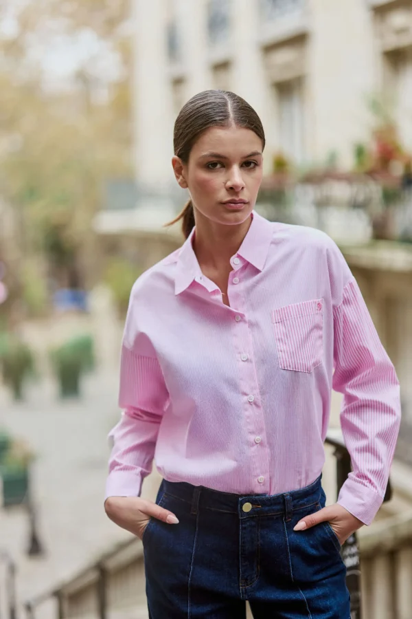 Clearance Chemise à rayures Coralia - Rose/Blanc Blouses & Chemisiers
