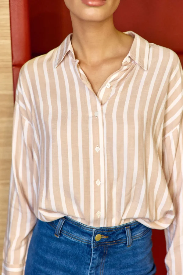 Best Chemisier à rayures Clara - Beige/Ecru Blouses & Chemisiers