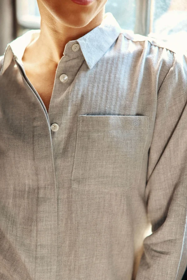 Outlet Chemisier Carli - 03-gris Chine Blouses & Chemisiers