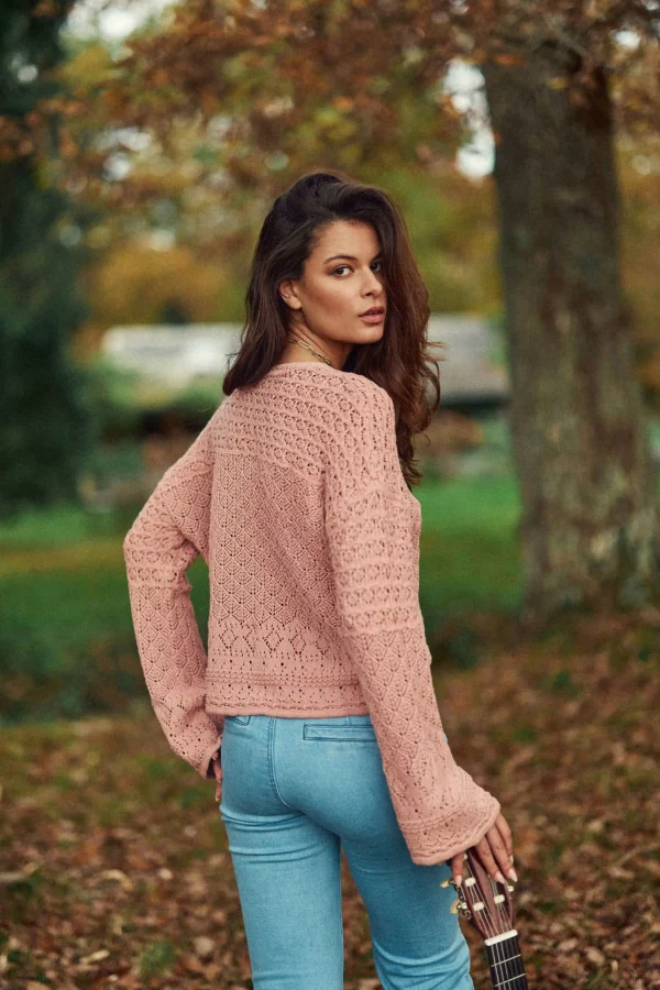 Best Gilet col V Mia - Rose poudrée Mailles