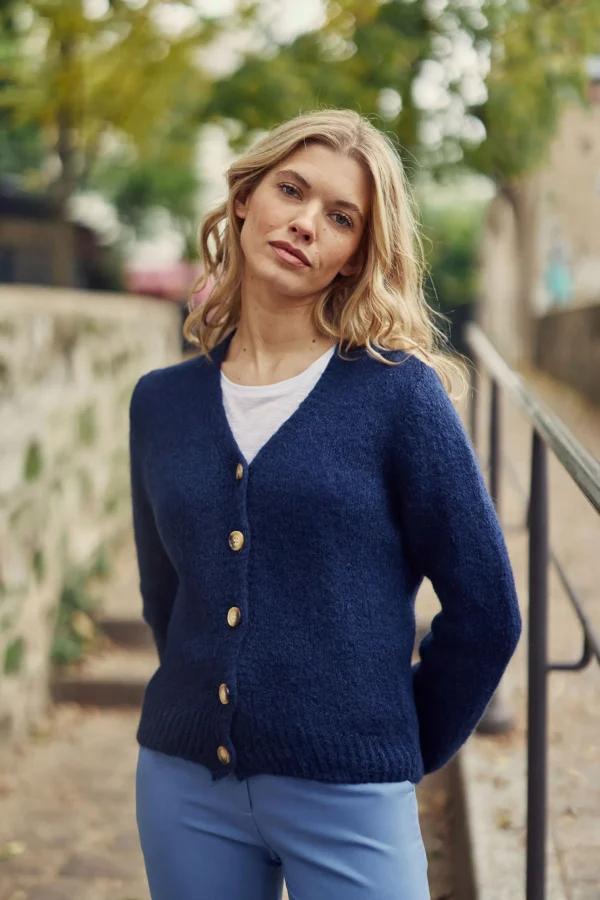 Clearance Gilet en maille Mara - Marine Mailles