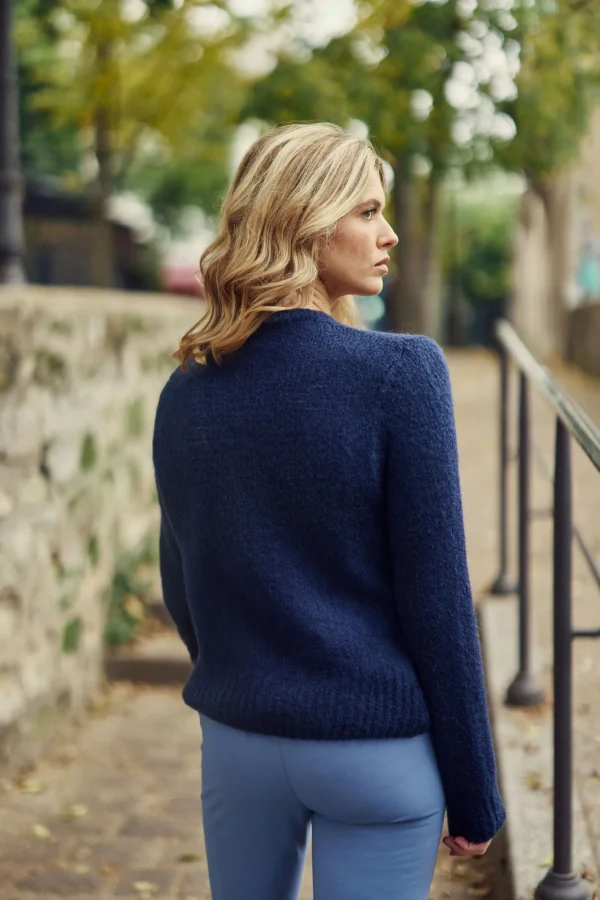 Clearance Gilet en maille Mara - Marine Mailles