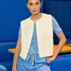 Online Gilet sans manches Crea - Blanc Mailles