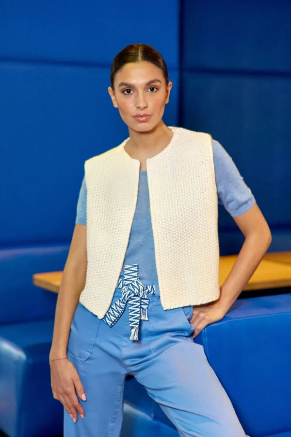 Online Gilet sans manches Crea - Blanc Mailles