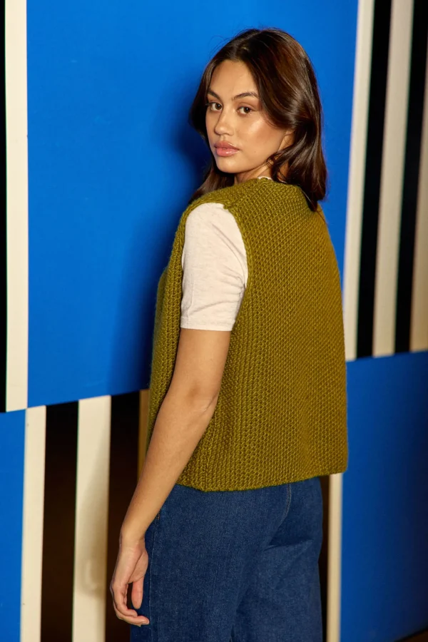 Hot Gilet sans manches Crea - Kaki Mailles