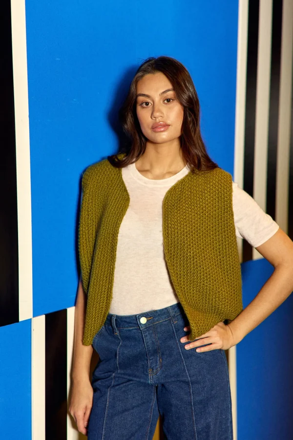 Hot Gilet sans manches Crea - Kaki Mailles