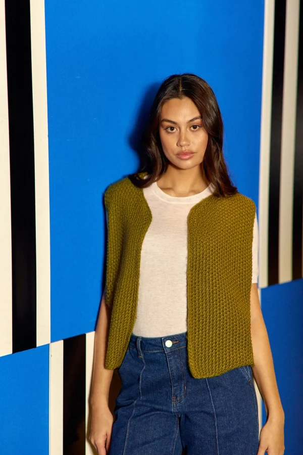 Hot Gilet sans manches Crea - Kaki Mailles