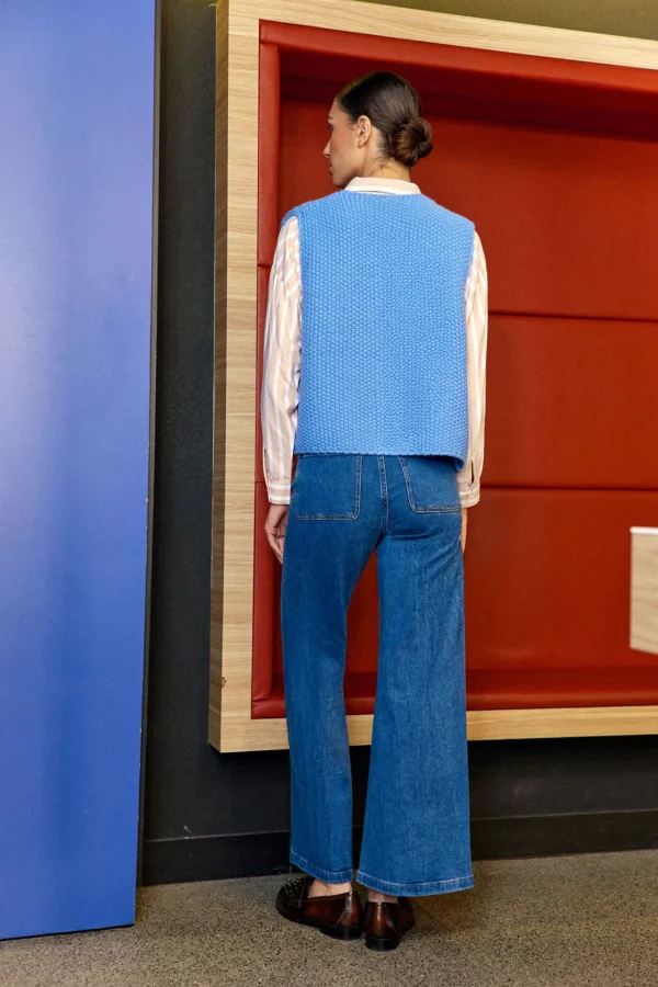 Clearance Gilet sans manches Crea - Bleu Mailles