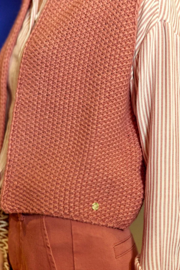Outlet Gilet sans manches Crea - Vieux rose Mailles