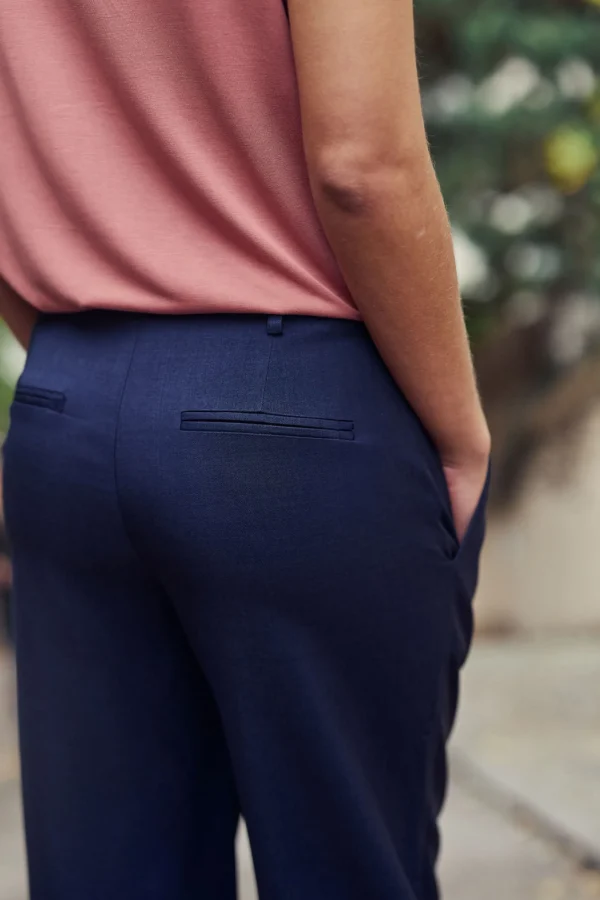 Discount Pantalon droit Polimo - Marine Pantalons