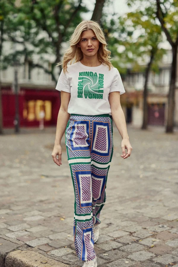 New Pantalon large Polette - Géométrique vert Pantalons