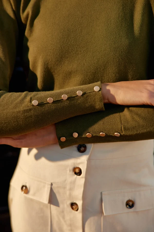Outlet Pull Beatrice - Kaki Mailles