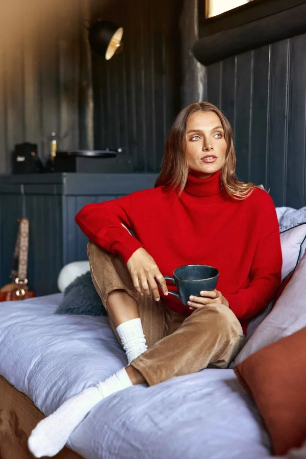 Sale Pull col roulé Marlen - Rouge Mailles