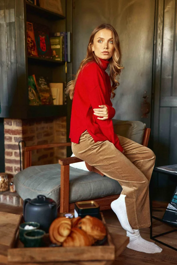 Sale Pull col roulé Marlen - Rouge Mailles