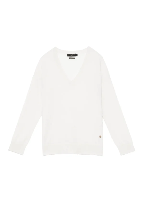 New Pull col V Melya - Écru Mailles