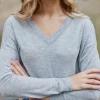 Sale Pull col V Melya - Gris Mailles