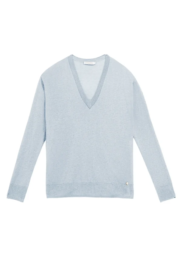 Sale Pull col V Melya - Gris Mailles