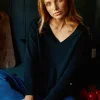 Sale Pull col V Melya - Noir Mailles