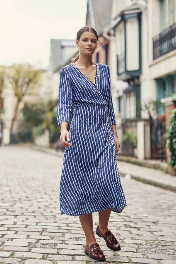 Sale Robe imprimé Rania - Géométrique bleu Robes & Combinaisons