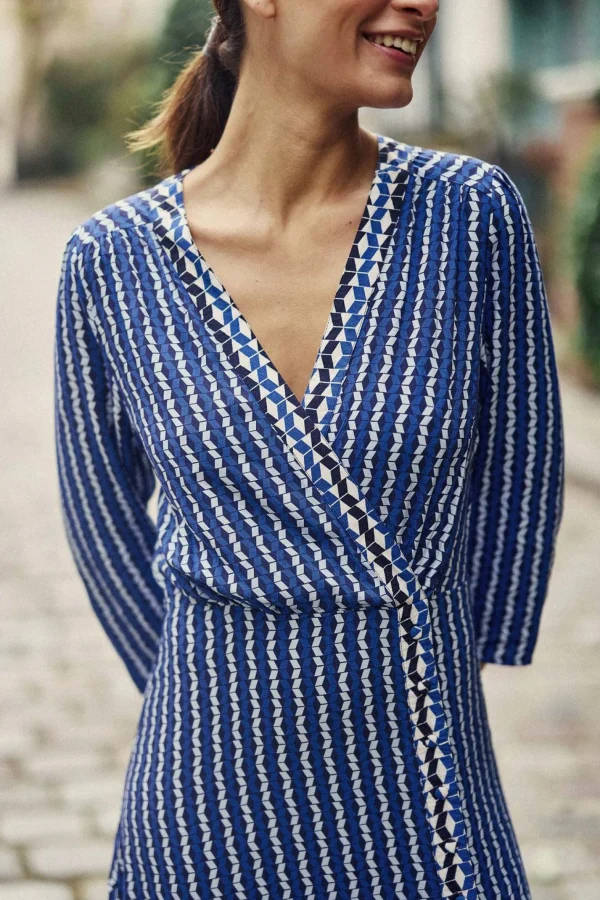 Sale Robe imprimé Rania - Géométrique bleu Robes & Combinaisons