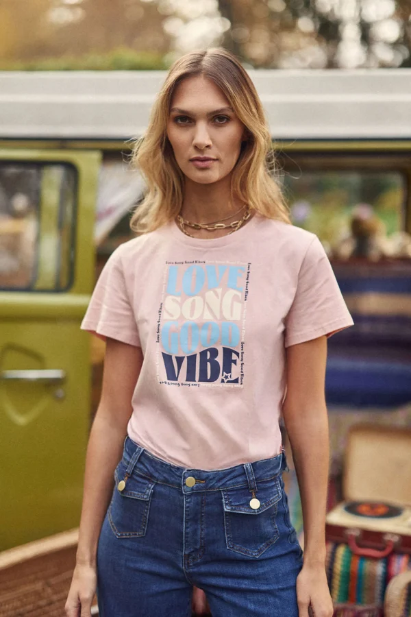 Sale T-shirt col rond Tsong - Rose poudrée T-shirts & Tops